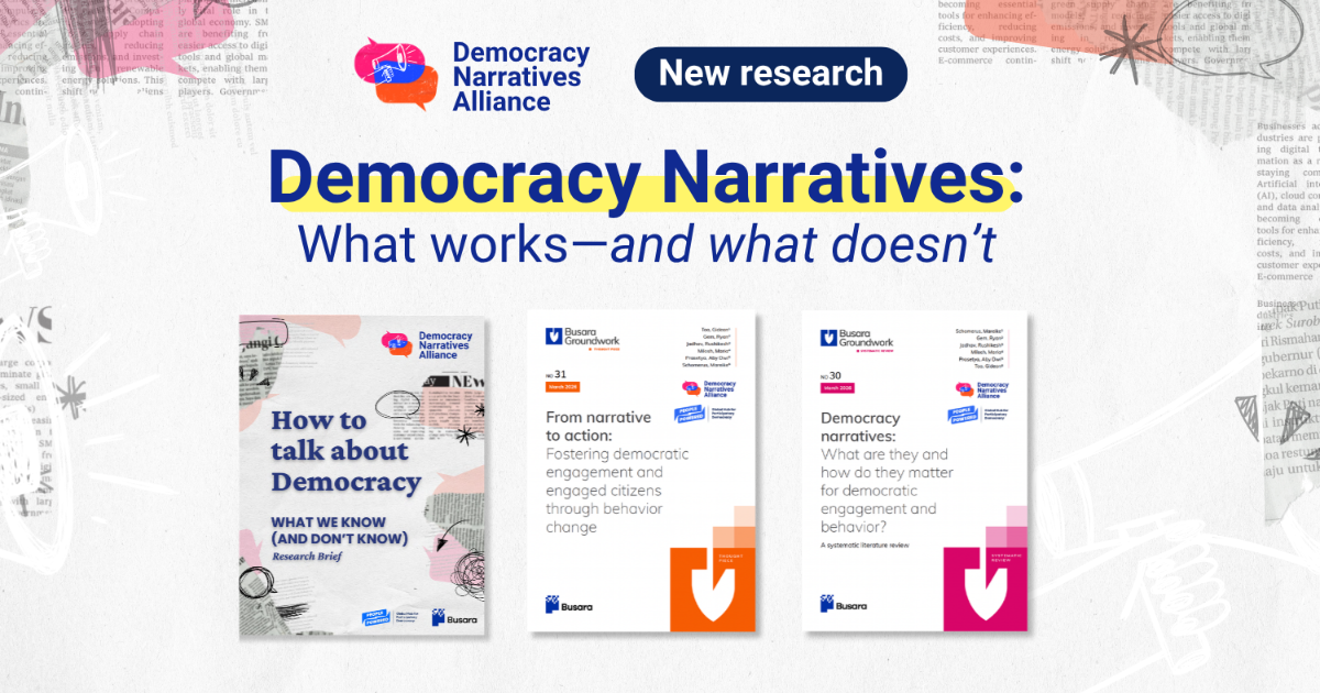 Democracy narratives campaign illustration